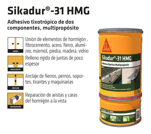 Imagen 2 de 9 de Sikadur 31 Hmg Adhesivo Epóxico Estructural 1 Kg