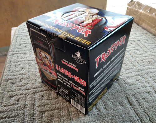Robinsons Trooper Beer Box Iron Maiden 3 Latas Y 1 Vaso
