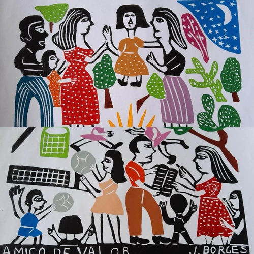 Artes Conjunto De Gravuras Xilografía J Borges Com 2 Peças