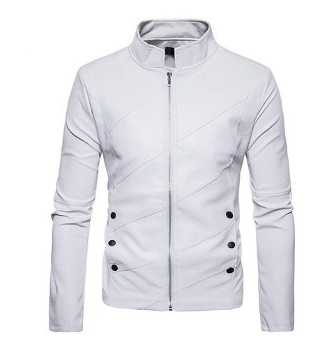 jaqueta de couro branca masculina