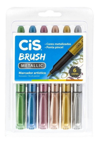 Caneta Pincel Metalica Pastel Cis Dual Brush Pen - Estojo