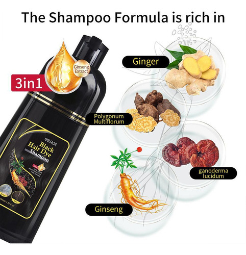 Shampoos Instantâneos De Tintura De Cabelo Preto De 100 Ml
