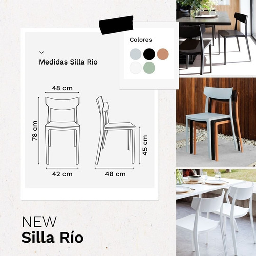 Imagen 3 de 3 de Pack X2 Silla Rio Apilable Apta Exterior Rossi