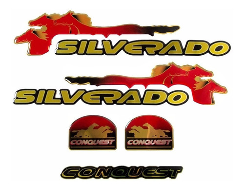 Kit Emblemas D20 Silverado Conquest 99 Resinado Svr05