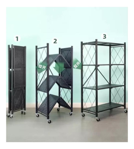 Estante Plegable Con Ruedas Multiuso Almacén Acero 5 Niveles