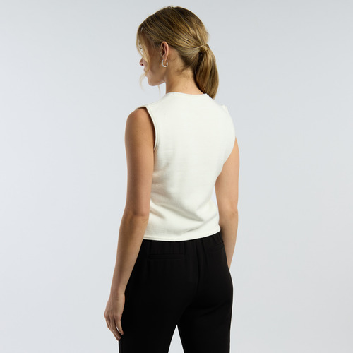 Chaleco Mujer Kevingston Carol Viscosa Off White