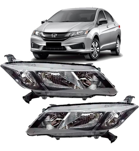 Par Farol Honda City 2014 2015 2016 Máscara Negra