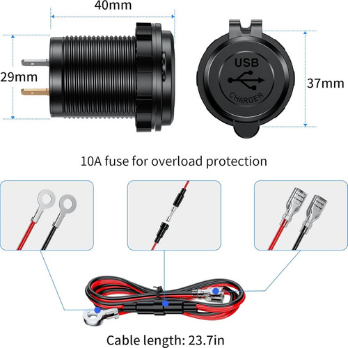Cargador Usb Dual Kewig Quick Charge 3.0 Resistente Al Agua