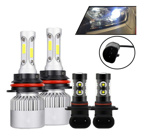 Kit De Focos Led De 8000 Lúmenes Para Luces Altas/bajas/anti