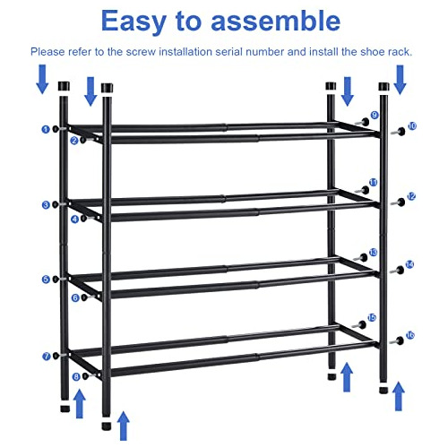 Zapatero Extensible De 2 Niveles, Estante De Metal Apil...