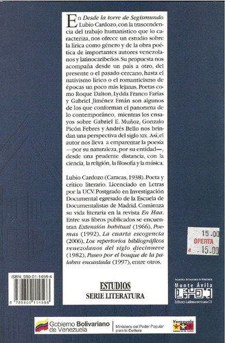 Libros: Desde La Torre De Segismundo De Lubio Cardozo (Usado)