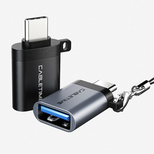 Adaptador Usb C Para Usb 3.0 Fêmea 5gbps Otg Cinza Cabletime Cor Preto