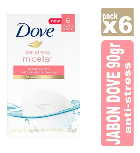 Jabón Dove De Tocador Pack X 6  Anti-stress Micelar