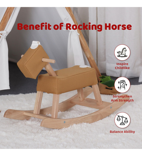Caballo Mecedor De Madera Marrón Para Niños Pequeños Color