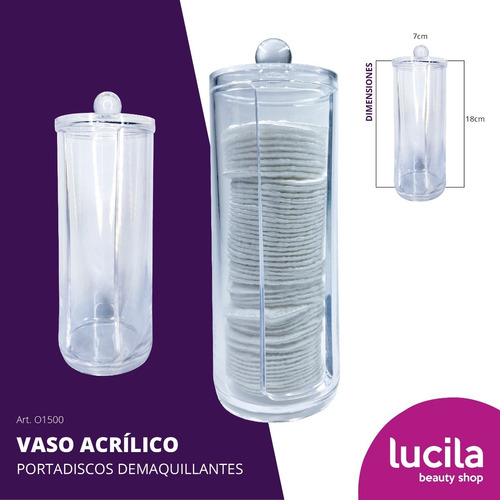Imagen 2 de 4 de Vaso Acrílico Portademaquillantes Con Tapa Algodonero F500