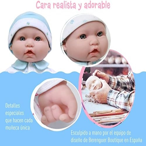 Jc Toys, La Baby Muñeca Bebé De Cuerpo Suave Lavable Azul De