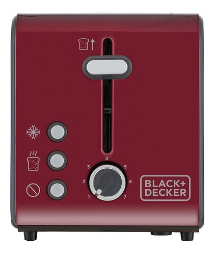 Torradeira Elétrica 850w Vermelha 7 Níveis Blackdecker T850v