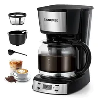 Comprar Cafetera, Cafetera De Goteo Sangkee, Cafetera Eléctrica 12 Tazas De Cafe Programable Con 24h Temporizador,1.8l Jarra De Vidrio,Electrodomesticos Cocina Cafetera Compacta Con Filtro Permanente Y Cuchar