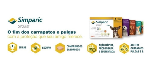Imagem 3 de 4 de Promoção Simparic 40mg 10 A 20kg C/3 Comprimidos