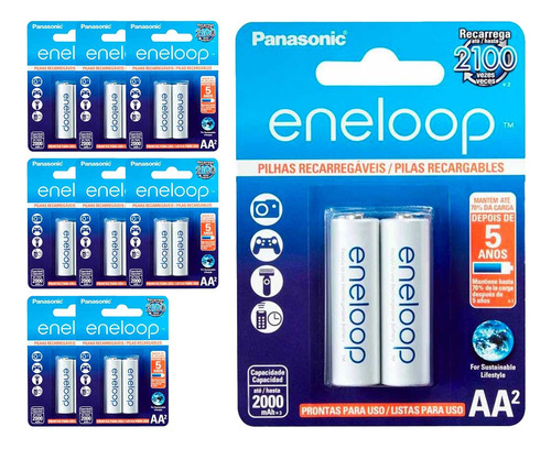 18 Pilhas Recarreg Pequena Eneloop Std Aa Panasonic (9 Cart)