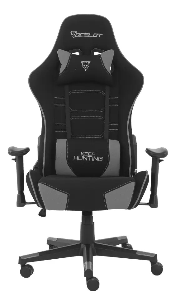 Silla Gamer Ocelot Gris Tela Automotriz Ergonómica 150 Kg Gris Tela Automotriz