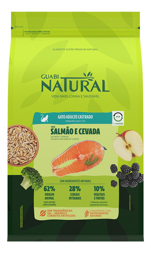 Ração Guabi Natural Gatos Castrados Salmão E Cevada (1,5kg)f