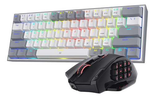 Teclado Redragon K617, Gris/rgb/inalambrico/con Mouse