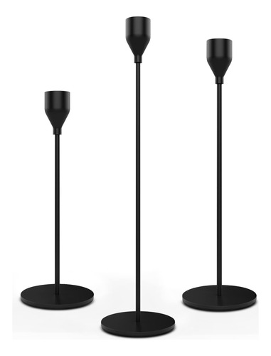 Ner Candelabro Negro Mate Juegde 3 Portavela Conico Ideal U