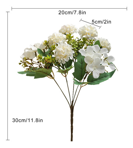 Hortensia Vintage Artificial Rosa 30 Cm