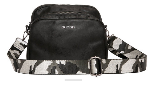 Cartera bandolera Bubba Bags Calgary diseño lisa de cuero sintético  mamba con correa de hombro  blanca y gris y negra y herrajes metálico