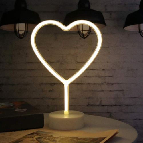 Luz Nocturna Led De Neón Con Forma De Corazón Y Amor Para Ni