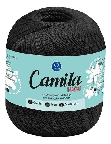 Linha Para Crochê Camila 0000n Preto Pct Com 06