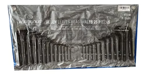 Llaves Allen Jgo 25 Pz Profesionales Set Combinado Std Y Mm