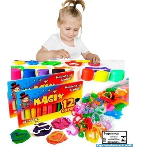 Imagem 1 de 3 de Kit 24 Massinha Coloridas E 25 Moldes Forminha De Massinha