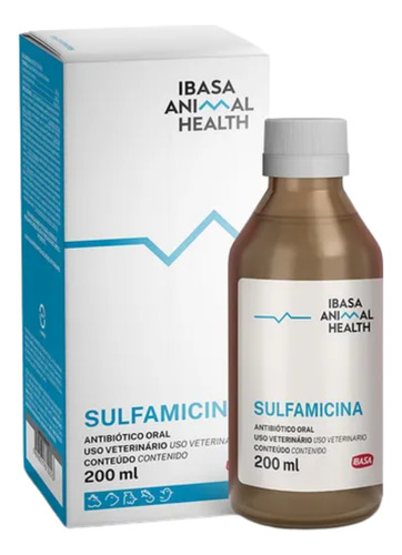 Sulfamicina 200 Ml Para Bovinos Suínos Aves Pássaros Branco