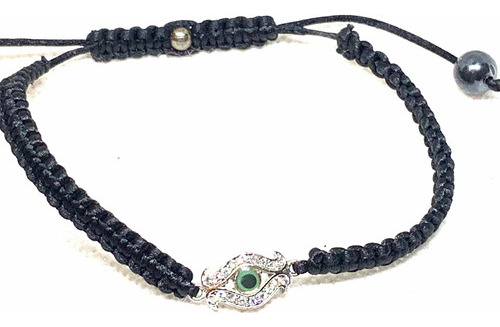 Pulsera Macramé Dije Central Ojo Plata 925 Circon Engarce 