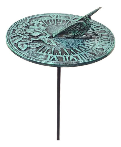 Reloj De Sol Pincho Tutor Deco. Para Plantas, Fundicion... Patina Verde