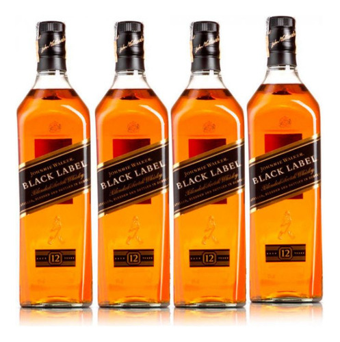 Whisky Johnnie Walker Black 1l X 4 