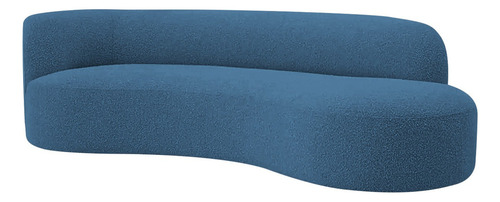 Divã Recamier Orgânico Tokyo 180cm Lado Direito Linho Cor Azul royal