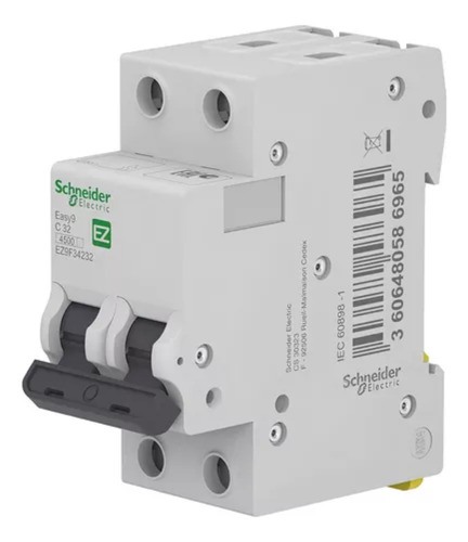 2 Disjuntores 63a Bipolar Schneider Curva C Din