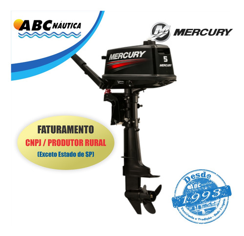 Motor De Popa Mercury 5hp - Rabeta Longa - Leia Anuncio