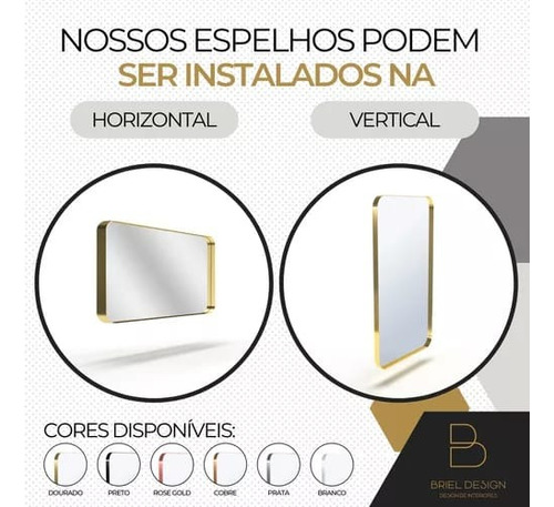 Espelho Retangular 190x70 Cm Moldura Metal
