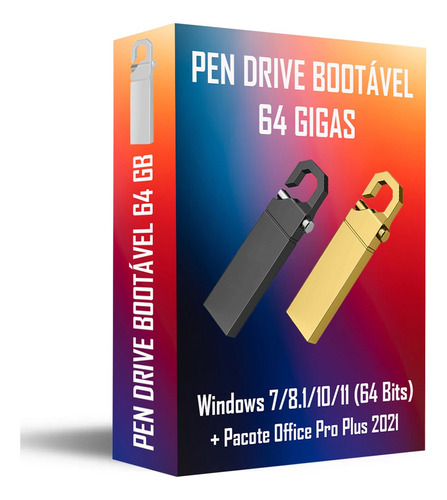 Pendrive Bootável Wind 10 Pro E Pro Lite + 35 Programas Pro Cor Dourado Liso