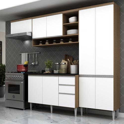 Cozinha Completa Multimóveis Suíça 5195ml Com Balcão 10 Pts
