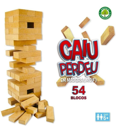 Jogo Caiu Perdeu Torre Madeira Equilíbrio Brinquedo Menino Menina
