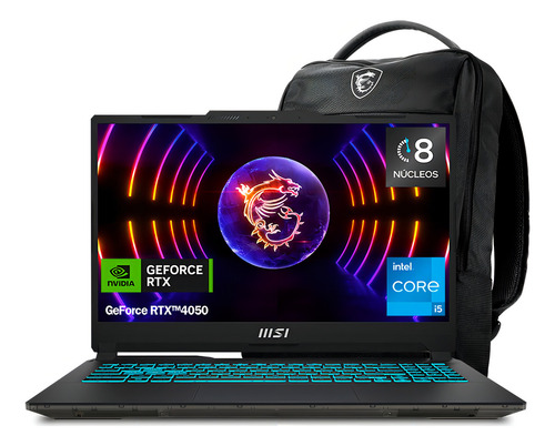Laptop Gamer Msi Cyborg 15 Rtx 4050 I5 16gb 512ssd + Mochila Negro