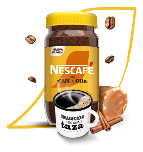 Nescafé Café de Olla 100% Café Soluble Sabor Canela y Piloncillo | Granos Robusta Frasco de 170g