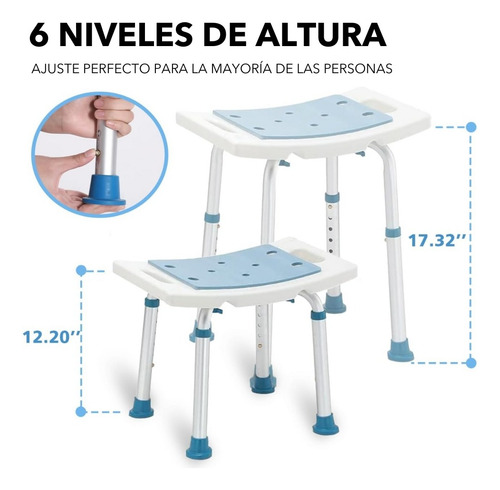 Medicomfort Banco Baño Silla Ducha Altura Ajustable Regadera