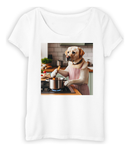 Remera Mujer Labrador Perro Cocinando Cocina Comida M1