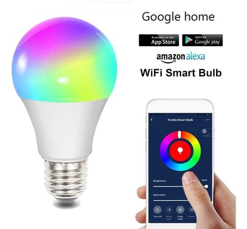 Imagen 2 de 9 de Lámpara Led Inteligente Smart Life Wifi Multicolor E20 12w